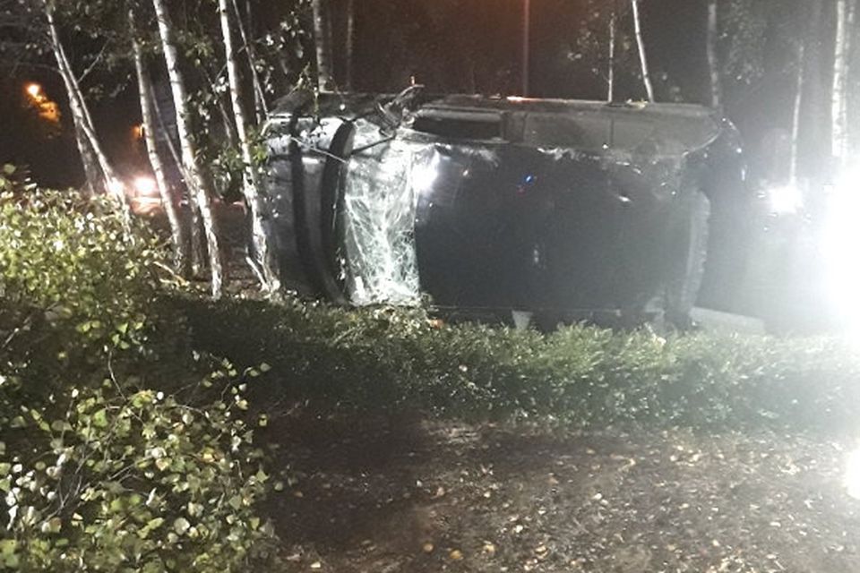 The car involved in the single vehicle incident in Bray. Photo: Wicklow County Fire Service.